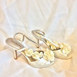 New Kelly&Katie Cream Flower Kitten-Heel Sandal!